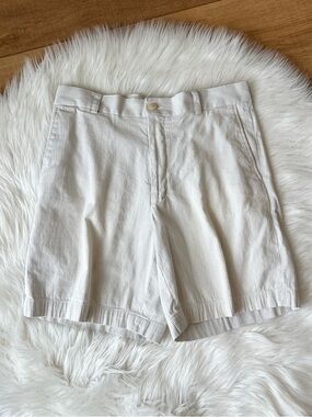 Mens Southern Tide Khaki and White Stripe Shorts 32 The Skipjack Flat Front